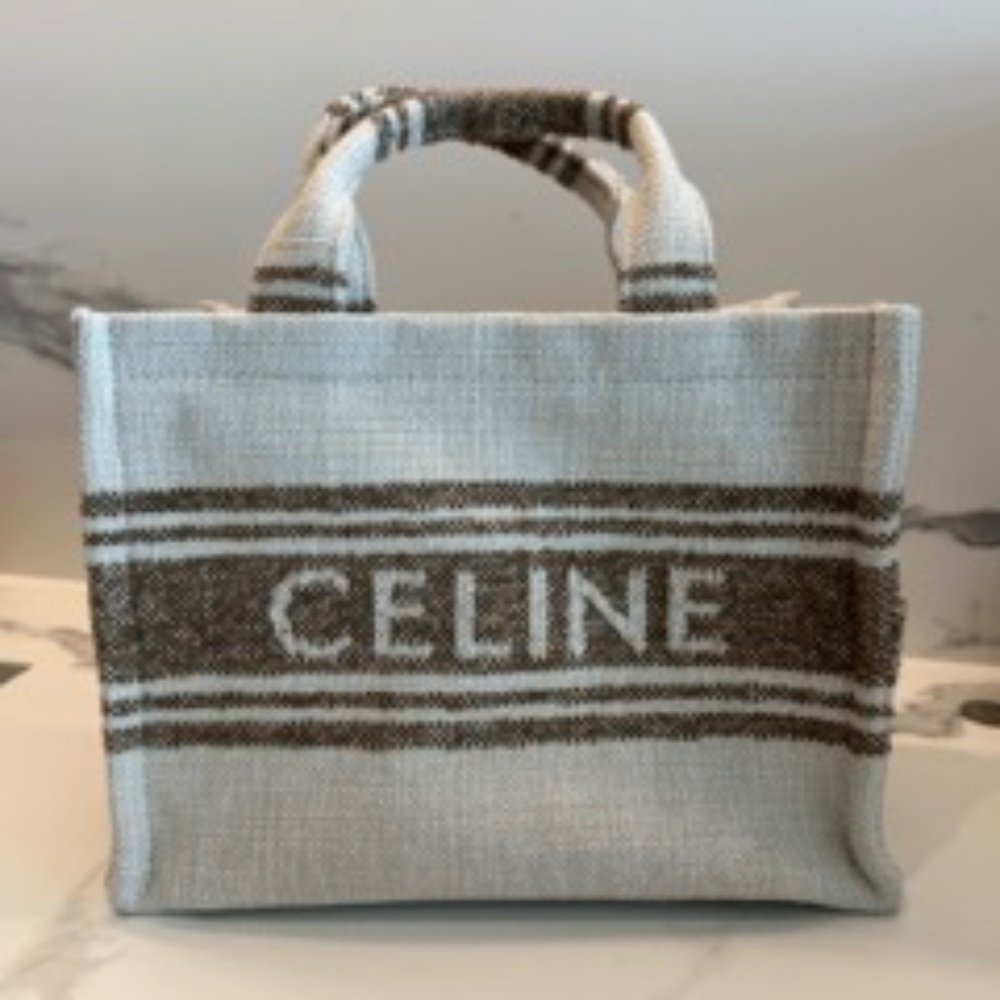 Celine BEIGE CANVAS JACQUARD CABAS THAIS TOTE SMALL